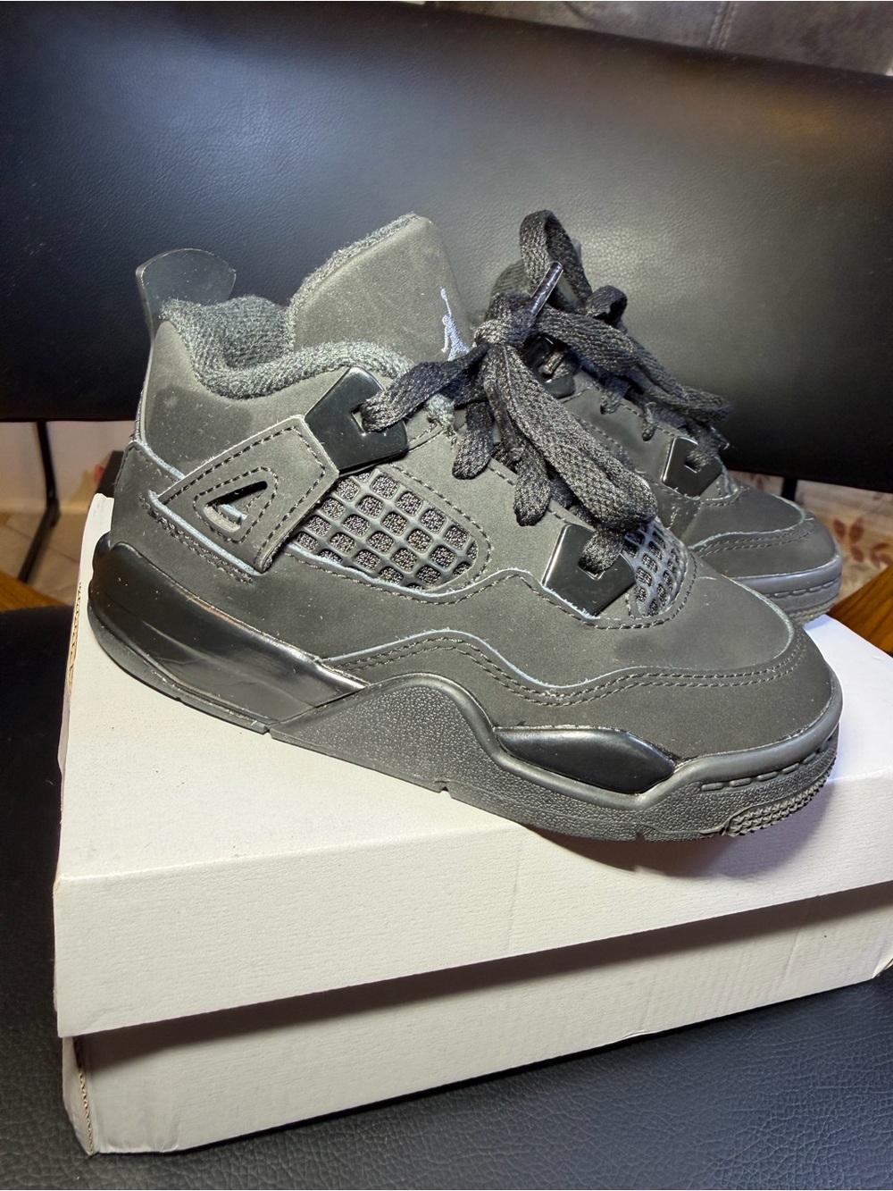 Nike Air Jordan 4 Retro Black IB4387-010 Toddler Kids Size 9C 100% Auth.